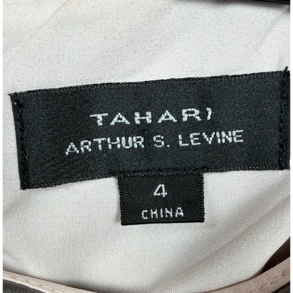 Tahari Arthur Levine Dress Women 4 Gray 100% Silk Top Sheath Workwear Business - Picture 5 of 9